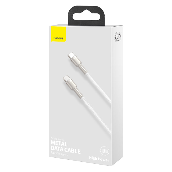 Baseus-kabel Cafule Metal PD USB-C - USB-C 2,0 m vit 100W