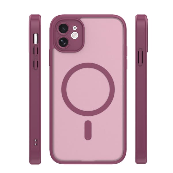 Mag Matt-fodral för iPhone 11 vinrött kameraskydd