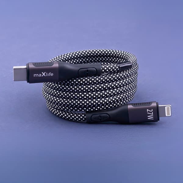 Maxlife MXUC-11 magnetisk kabel USB-C - Lightning 1,0 m 27W svart nylon
