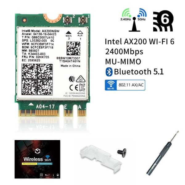 Intel Wi-Fi 6 AX200 Netvärksadapter trådlös