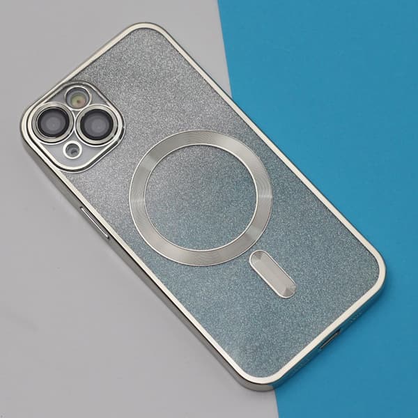 Glitter Chrome Mag-fodral för iPhone 15 6,1" silvergradient