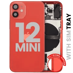 Baksida med smådelar för iPhone 12 Mini (EU / Global version) (Begagnad OEM-del: Klass B) (Röd) röd