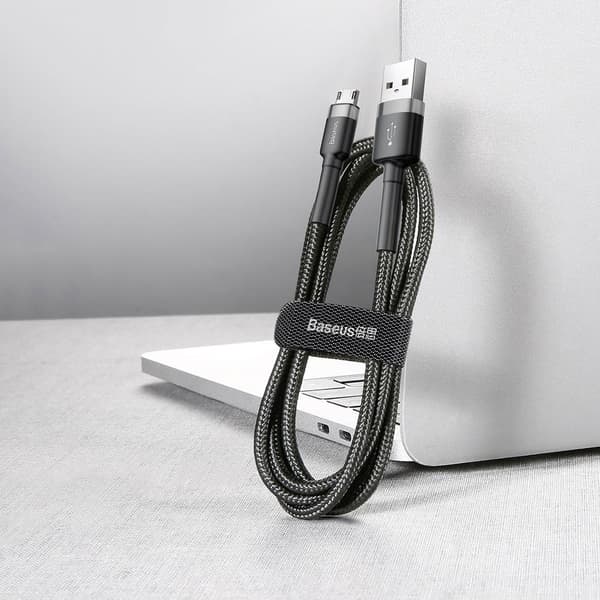 Baseus USB-A to Micro-USB Cable 0.5m 2.4A - Black, Durable Nylon Braid