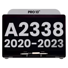 Komplett LCD-skärmmontering för MacBook Pro 13\" A2338 (2020) (Begagnad OEM-dragning: Klass B) (Rymdgrå) svart