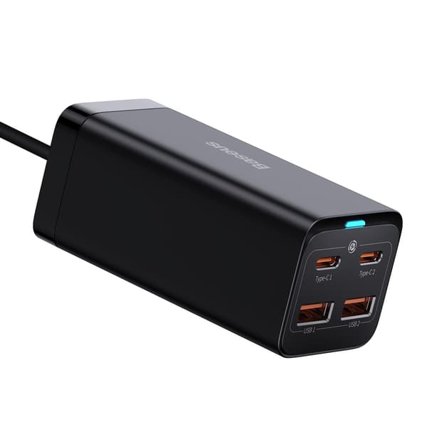 Baseus väggladdare GaN3 Pro 100W 2x USB-C 2x USB svart