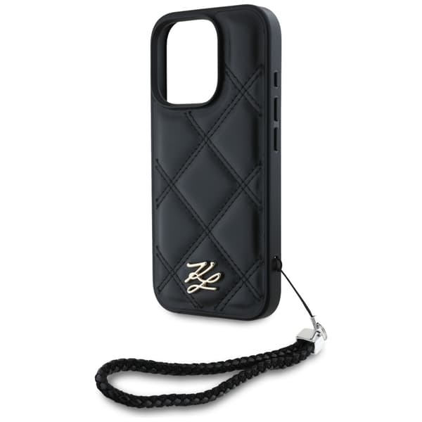 Karl Lagerfeld HC Quilted PU Initial Logo & Chain Strap-fodral för iPhone 16 Pro Max Svart