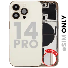 Baksida med smådelar för iPhone 14 Pro (amerikansk version) (begagnad OEM-dragning: klass C) (guld) guld