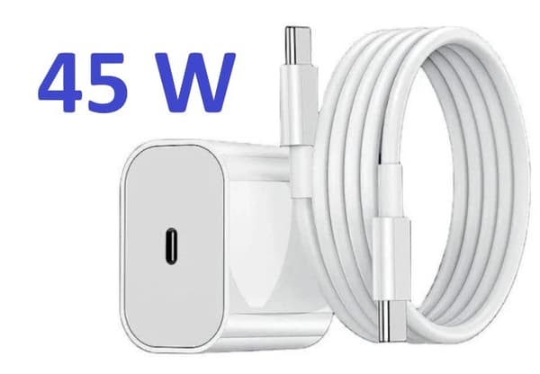 45W USB-C till USB-C för iPhone och Samsung vit