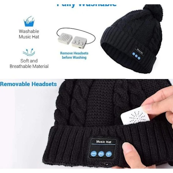 Bluetooth-hue med kvast sort black