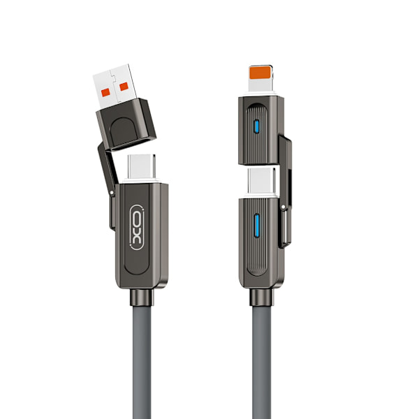 4-i-1-kabel för USB-C, Lightning - 60W, 1m - Grå