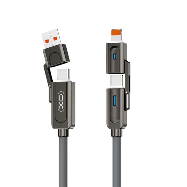 XO-kabel NB275 4-i-1 USB-C - Lightning + USB - USB-C 60W 1,0m grå