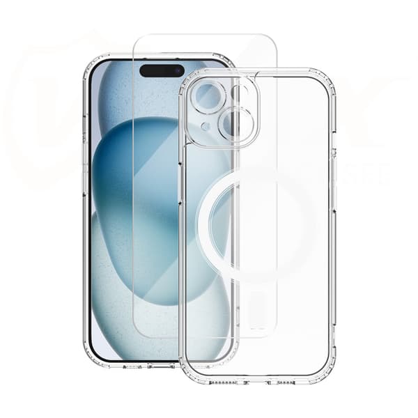 Vmax set fodral + glas 2,5D premium för iPhone 16 Plus