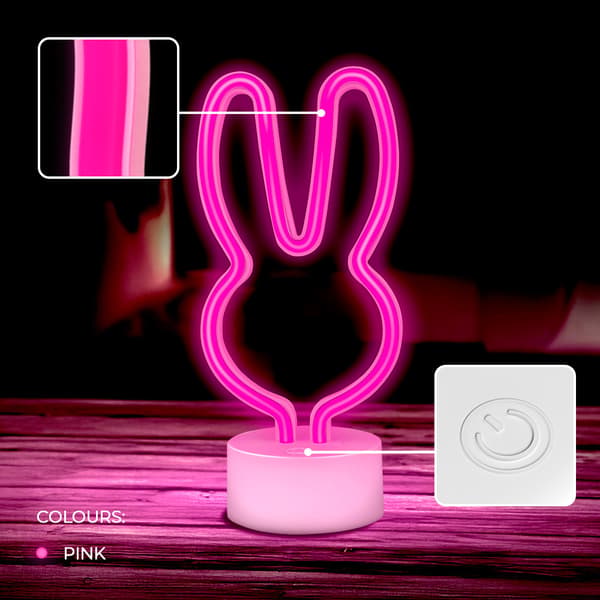 Neon LED-ljus till/för Kanin - Rosa, USB-C, Forever Light
