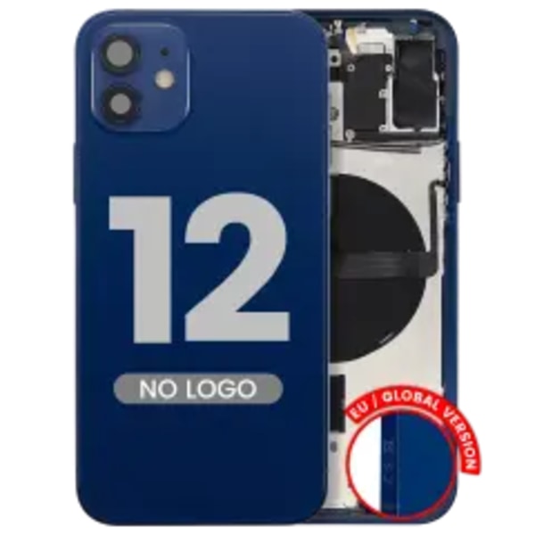 Baksida med smådelar för iPhone 12 (EU / Global version) (Eftermarknad Plus) (Blå)