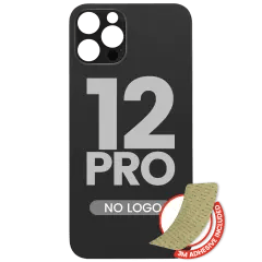 Bakglas med 3M-lim för iPhone 12 Pro (ingen logotyp / stort kamerahål) (grafit) svart