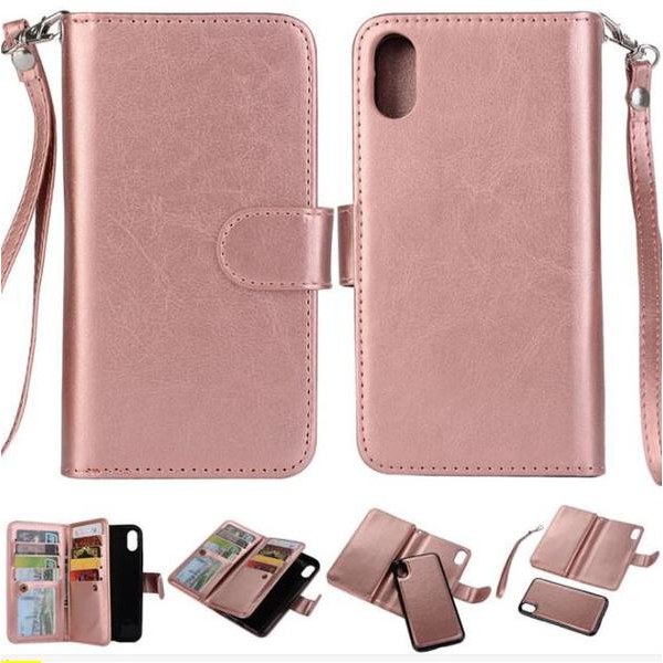9 fickor plånbacksfodral för iphone X/Xs