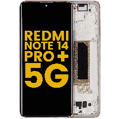 OLED-enhet med ram för Xiaomi Redmi Note 14 Pro Plus 5G (renoverad) (sandguld)