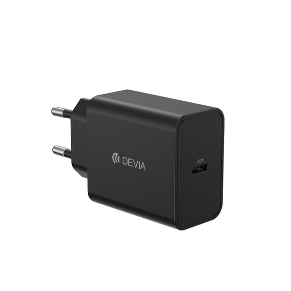 Devia väggladdare Rocket PD 45W 1x USB-C svart + kabel USB-C - USB-C