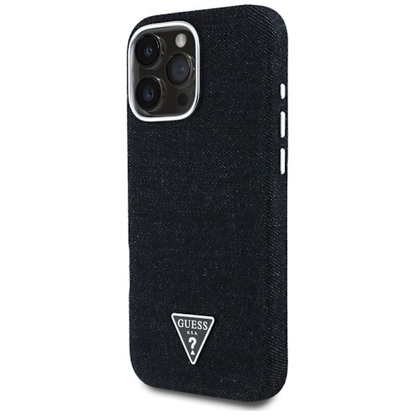 Guess HC MagSafe FW Denim Triangle Logo Case for iPhone 16 Pro Black