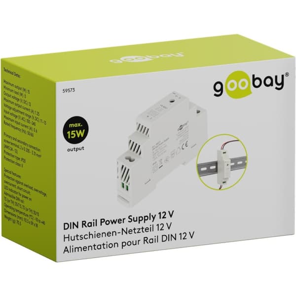 Goobay strömförsörjning till DIN skinne 12 V (DC), 15W