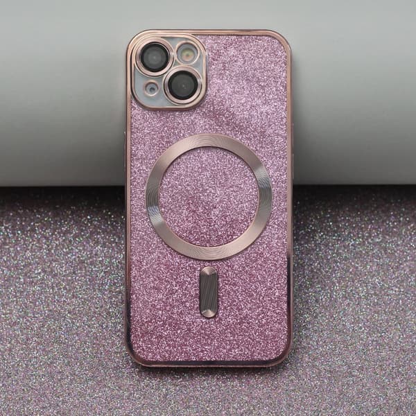 Glitter Chrome Mag-fodral för iPhone 15 Plus – Rosa rosa