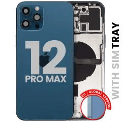 Baksida med smådelar för iPhone 12 Pro Max (EU / Global version) (Begagnad OEM-dragning: Grade B) (Pacific Blue) blå