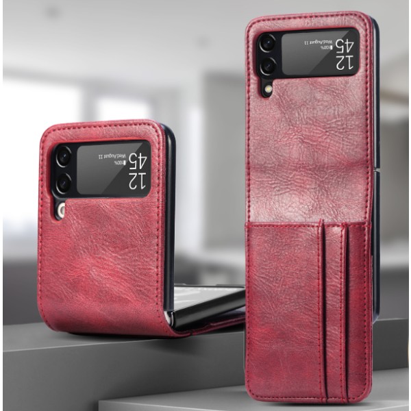 Samsung Galaxy Z Flip4 Plånboksfodral med korthållare röd röd