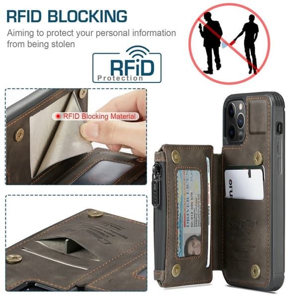 CaseMe läderbakfodral för iPhone 13 mörk