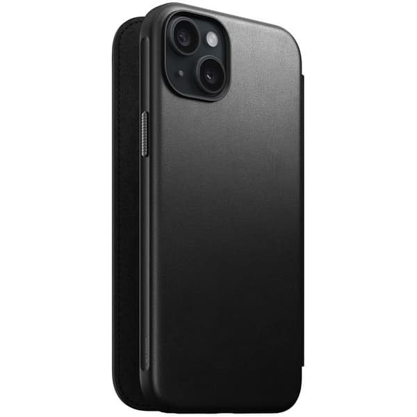Nomad Modern Leather Folio-fodral för iPhone 15 Plus 6,7\" svart