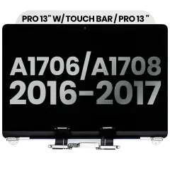 Komplett LCD-skärmmontering för MacBook Pro 13\" A1706 / A1708 (2016-2017) (Begagnad OEM-dragning: Klass B) (Silver) silver