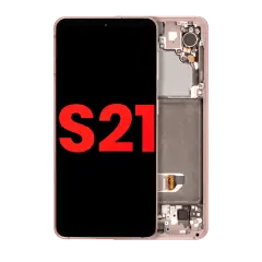 OLED-enhet med ram för Samsung Galaxy S21 5G (Eftermarknad Plus) (Phantom Pink) rosa