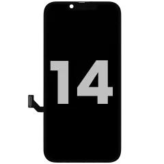 OLED-enhet kompatibel med iPhone 14 med flexkabel för ljussensor (begagnad OEM-dragning: Grade A)