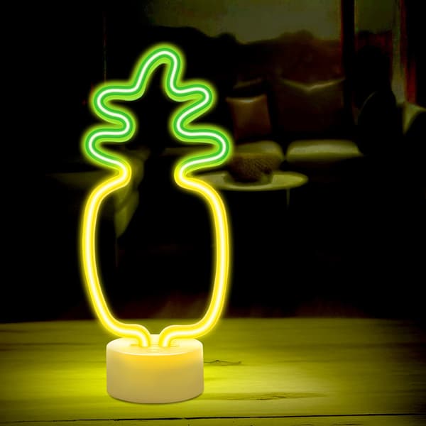 Neon LED på stativ PINEAPPLE orange grön USB-C FSC-12 Forever Light
