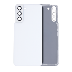Bakre glasskydd med kameralins för Samsung Galaxy S21 5G (ingen logotyp) (eftermarknad Plus) (Phantom White) vit