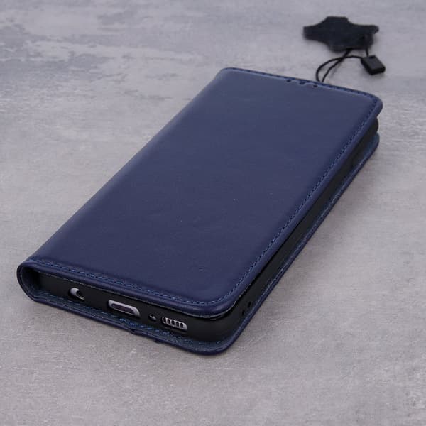 Äkta läderfodral för iPhone 17, air blå
