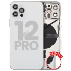 Baksida med smådelar för iPhone 12 Pro (amerikansk version) (begagnad OEM-del: klass C) (silver) silver