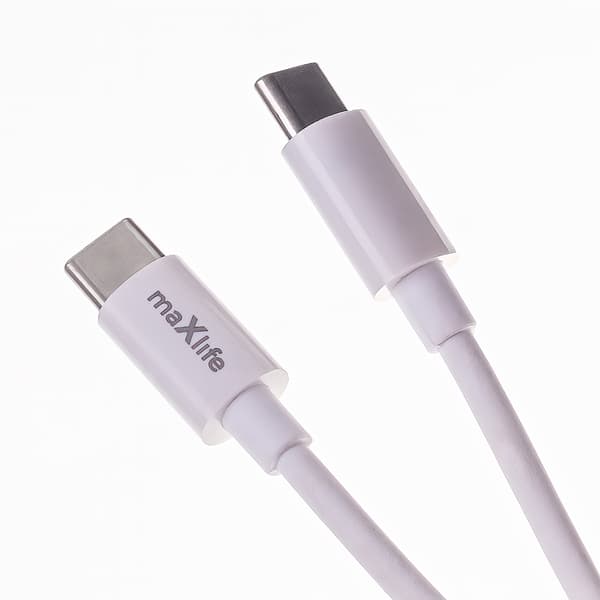 Maxlife MXTC-06-20AC PD QC laddare 1x USB-C 1x USB 20W vit + USB-C - USB-C kabel 20W vit