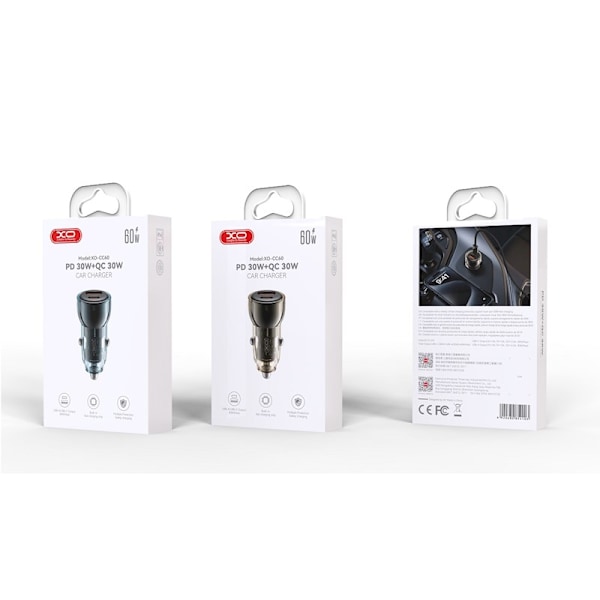 XO billaddare CC60 60W 1x USB 1x USB-C