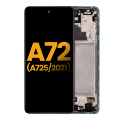 OLED-enhet med ram för Samsung A72 (A725 / 2021) (renoverad) (Awesome Blue) blå