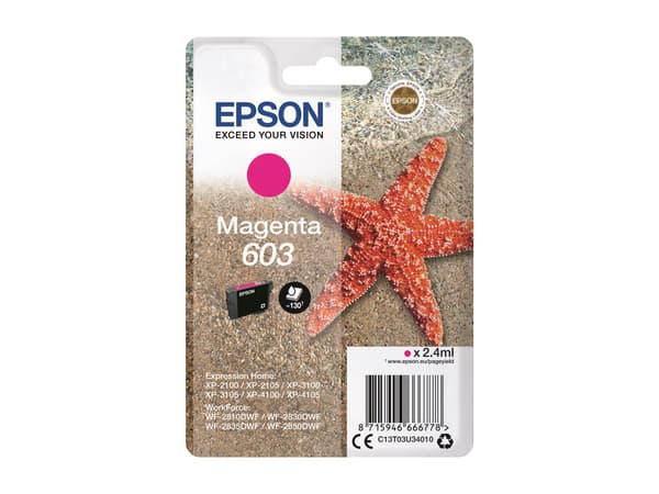 Epson 603 Cyan 130 sidor bläck C13T03U24010