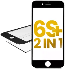 2 i 1 (Frontglas + ram förmonterad) för iPhone 6S Plus (svart) (2-pack)