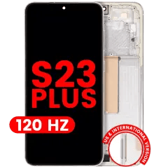 OLED-enhet med ram för Samsung Galaxy S23 Plus (USA och internationell) (Eftermarknad Plus) (120Hz) (Cream) vit