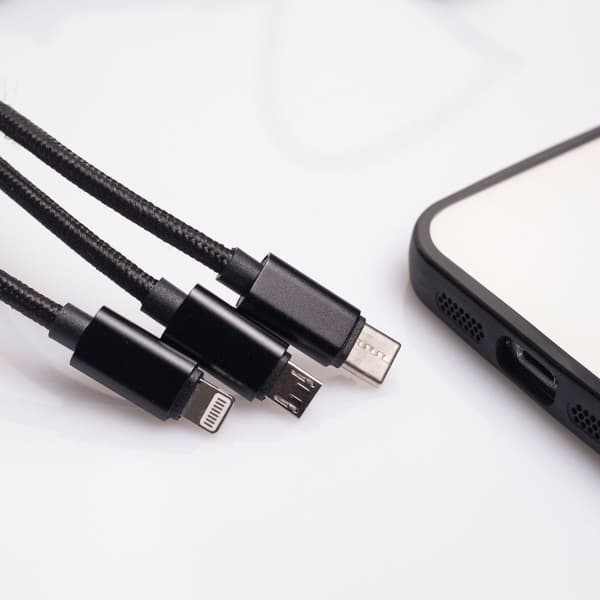 3-I-1 kabel USB - Lightning + USB-C + Micro-USB 1,0 m