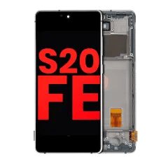 OLED-enhet med ram för Samsung Galaxy S20 FE 4G / 5G (Aftermarket Plus) (Cloud White) vit