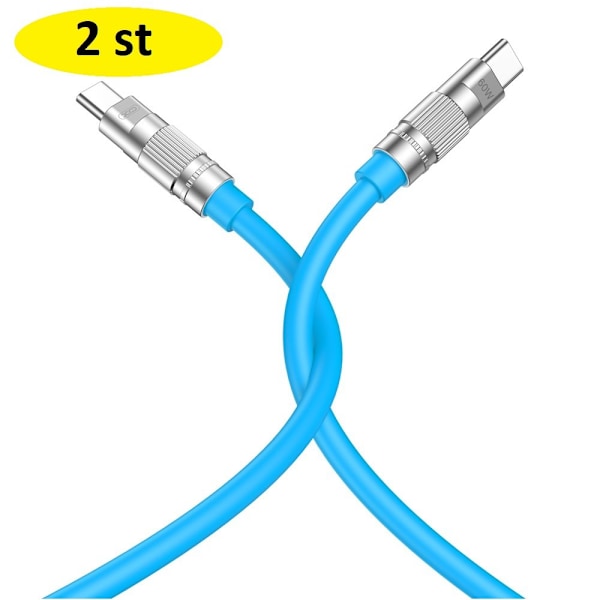 2 st XO-kabel  USB-C - USB-C 1,2m 60W blå blå