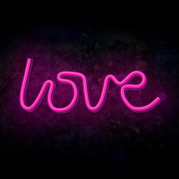 Neon LED-ljus KÄRLEK rosa Bat + USB FLNE05 Forever Light