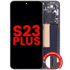 OLED-enhet med ram för Samsung Galaxy S23 Plus (USA och internationell) (Eftermarknad Plus) (Phantom Black)