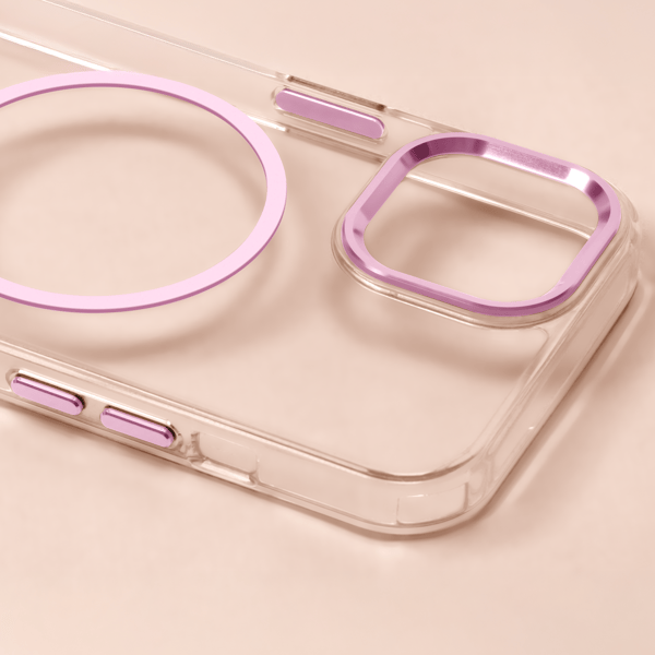 Transparent tunt Mag-fodral för iPhone 17 Air rosa