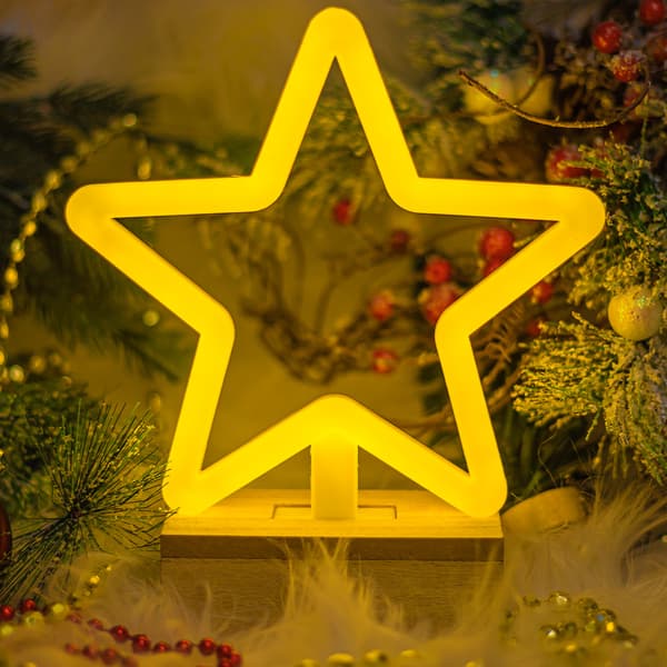 Neon Wood Stand LED STAR varmvit FLNW04 Forever Light