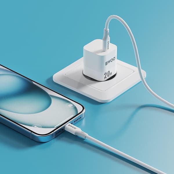 BWOO CDA155 PD väggladdare 1x USB-C-port 1A 20W vit vit